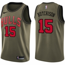 Men's Nike Chicago Bulls #15 Chandler Hutchison Swingman Green Salute to Service NBA Jersey