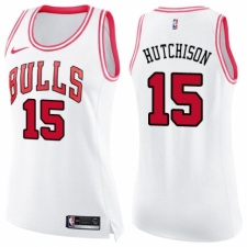Women's Nike Chicago Bulls #15 Chandler Hutchison Swingman White/Pink Fashion NBA Jersey