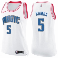 Women's Nike Orlando Magic #5 Mohamed Bamba Swingman White/Pink Fashion NBA Jersey