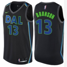 Men's Nike Dallas Mavericks #13 Jalen Brunson Swingman Black NBA Jersey - City Edition