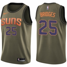 Men's Nike Phoenix Suns #25 Mikal Bridges Swingman Green Salute to Service NBA Jersey