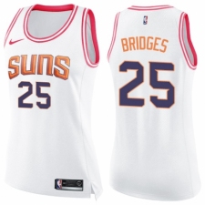 Women's Nike Phoenix Suns #25 Mikal Bridges Swingman White/Pink Fashion NBA Jersey