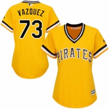 Women's Majestic Pittsburgh Pirates #73 Felipe Vazquez Authentic Gold Alternate Cool Base MLB Jersey