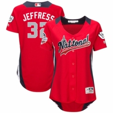 Women's Majestic Milwaukee Brewers #32 Jeremy Jeffress Game Red National League 2018 MLB All-Star MLB Jersey