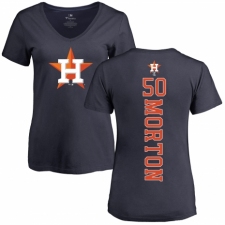 MLB Women's Nike Houston Astros #50 Charlie Morton Navy Blue Backer T-Shirt