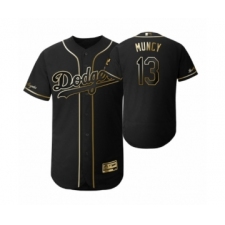Men's 2019 Golden Edition Los Angeles Dodgers Black #13 Max Muncy Flex Base Jersey