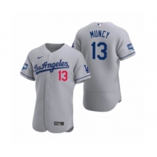 Men's Los Angeles Dodgers #13 Max Muncy Gray 2020 World Series Champions Road Authentic Jersey