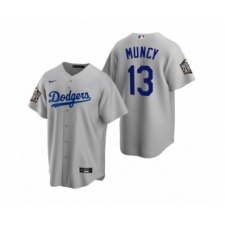 Men's Los Angeles Dodgers #13 Max Muncy Gray 2020 World Series Replica Jersey