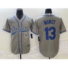 Men's Los Angeles Dodgers #13 Max Muncy Grey Cool Base Stitched Baseball Jersey1