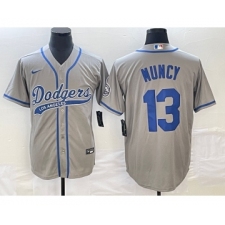 Men's Los Angeles Dodgers #13 Max Muncy Grey Cool Base Stitched Baseball Jersey