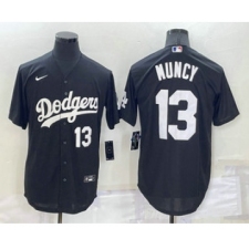 Men's Los Angeles Dodgers #13 Max Muncy Number Black Turn Back The Clock Stitched Cool Base Jersey