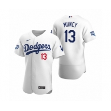 Men's Los Angeles Dodgers #13 Max Muncy White 2020 World Series Champions Authentic Jersey