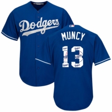 Men's Majestic Los Angeles Dodgers #13 Max Muncy Authentic Royal Blue Team Logo Fashion Cool Base MLB Jersey