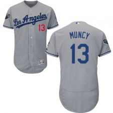 Men's Majestic Los Angeles Dodgers #13 Max Muncy Grey Road Flex Base Authentic Collection 2018 World Series MLB Jersey
