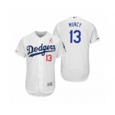 Men's Max Muncy Los Angeles Dodgers #13 White 2019 Mothers Day Flex Base Home Jersey