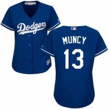 Women's Majestic Los Angeles Dodgers #13 Max Muncy Authentic Royal Blue Alternate Cool Base MLB Jersey