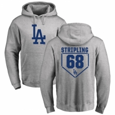 MLB Nike Los Angeles Dodgers #68 Ross Stripling Gray RBI Pullover Hoodie