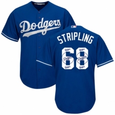 Men's Majestic Los Angeles Dodgers #68 Ross Stripling Authentic Royal Blue Team Logo Fashion Cool Base MLB Jersey