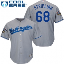 Youth Majestic Los Angeles Dodgers #68 Ross Stripling Authentic Grey Road Cool Base 2018 World Series MLB Jersey