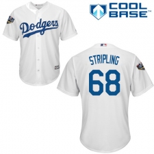 Youth Majestic Los Angeles Dodgers #68 Ross Stripling Authentic White Home Cool Base 2018 World Series MLB Jersey