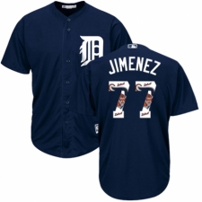 Men's Majestic Detroit Tigers #77 Joe Jimenez Authentic Navy Blue Team Logo Fashion Cool Base MLB Jersey