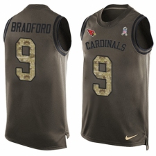 Men's Nike Arizona Cardinals #9 Sam Bradford Limited Green Salute to Service Tank Top NFL Jersey
