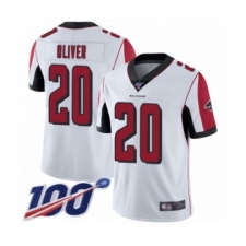 Men's Atlanta Falcons #20 Isaiah Oliver White Vapor Untouchable Limited Player 100th Season Football Jersey