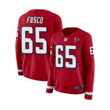 Women's Atlanta Falcons #65 Brandon Fusco Limited Red Therma Long Sleeve Football Jersey