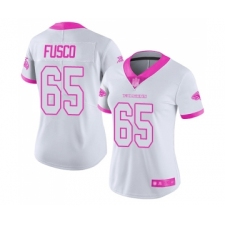 Women's Atlanta Falcons #65 Brandon Fusco Limited White Pink Rush Fashion Football Jersey