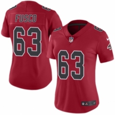 Women's Nike Atlanta Falcons #63 Brandon Fusco Limited Red Rush Vapor Untouchable NFL Jersey