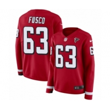 Women's Nike Atlanta Falcons #63 Brandon Fusco Limited Red Therma Long Sleeve NFL Jersey