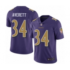 Men's Baltimore Ravens #34 Anthony Averett Limited Purple Rush Vapor Untouchable Football Jersey