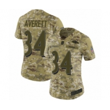 Women's Baltimore Ravens #34 Anthony Averett Limited Camo 2018 Salute to Service Football Jersey
