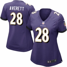 Women's Nike Baltimore Ravens #28 Anthony Averett Game Purple Team Color NFL Jersey