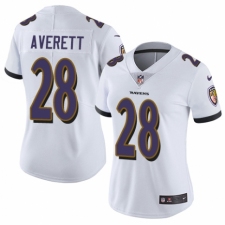 Women's Nike Baltimore Ravens #28 Anthony Averett White Vapor Untouchable Elite Player NFL Jersey