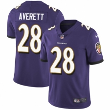Youth Nike Baltimore Ravens #28 Anthony Averett Purple Team Color Vapor Untouchable Limited Player NFL Jersey