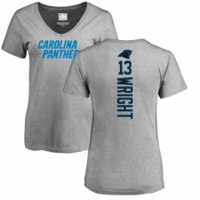 NFL Women's Nike Carolina Panthers #13 Jarius Wright Ash Backer V-Neck T-Shirt