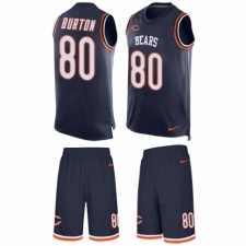 Men's Nike Chicago Bears #80 Trey Burton Limited Navy Blue Tank Top Suit NFL Jersey