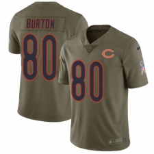 Men's Nike Chicago Bears #80 Trey Burton Limited Olive 2017 Salute to Service NFL Jersey
