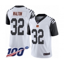 Men's Cincinnati Bengals #32 Mark Walton Limited White Rush Vapor Untouchable 100th Season Football Jersey