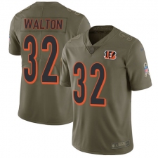 Men's Nike Cincinnati Bengals #32 Mark Walton Limited Olive 2017 Salute to Service NFL Jersey
