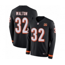 Youth Nike Cincinnati Bengals #32 Mark Walton Limited Black Therma Long Sleeve NFL Jersey