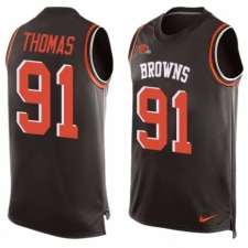Men's Nike Cleveland Browns #91 Chad Thomas Limited Brown Player Name & Number Tank Top NFL Jersey