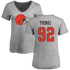 NFL Women's Nike Cleveland Browns #92 Chad Thomas Ash Name & Number Logo T-Shirt