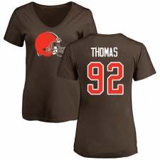 NFL Women's Nike Cleveland Browns #92 Chad Thomas Brown Name & Number Logo T-Shirt