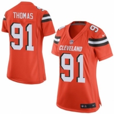 Women's Nike Cleveland Browns #91 Chad Thomas Game Orange Alternate NFL Jersey