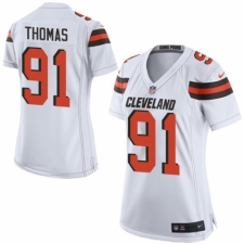 Women's Nike Cleveland Browns #91 Chad Thomas Game White NFL Jersey