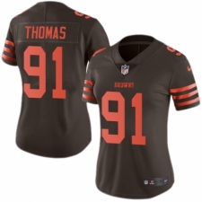 Women's Nike Cleveland Browns #91 Chad Thomas Limited Brown Rush Vapor Untouchable NFL Jersey