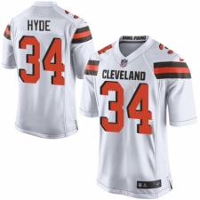 Men's Nike Cleveland Browns #34 Carlos Hyde Game White NFL Jersey