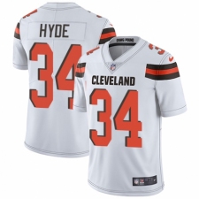 Men's Nike Cleveland Browns #34 Carlos Hyde White Vapor Untouchable Limited Player NFL Jersey